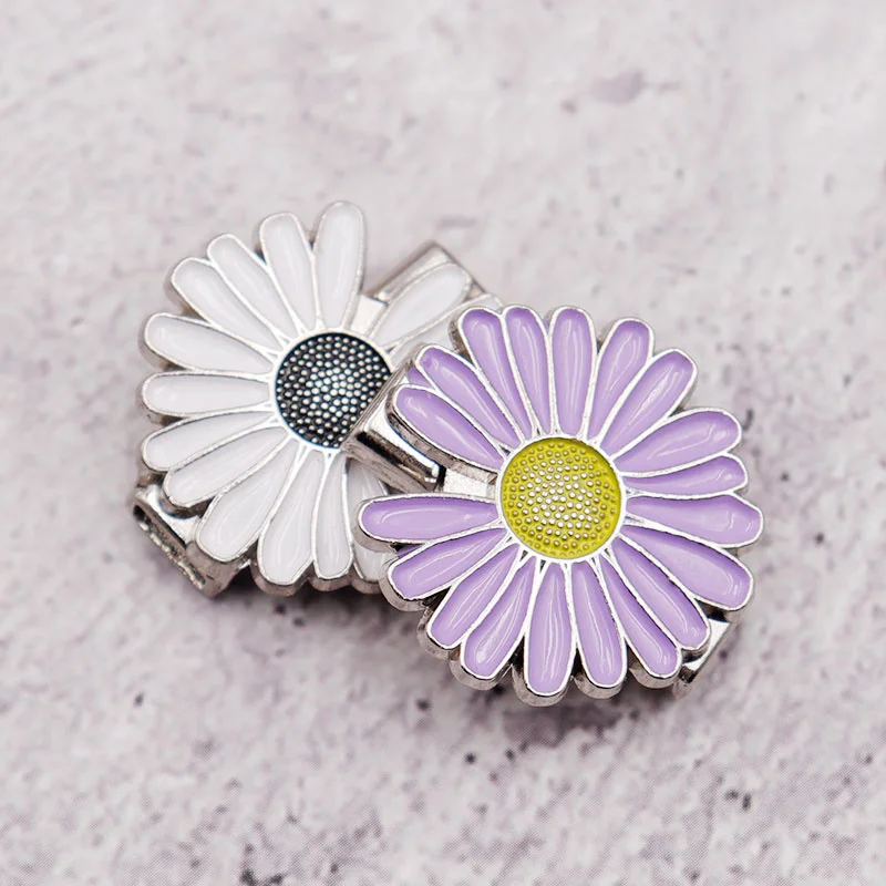 No Tie DIY Cute Sun Flower Magic Metal Aglet 4 colors Replacement Shoelaces Daisy Tips Head For Teenage Shoes Accessories