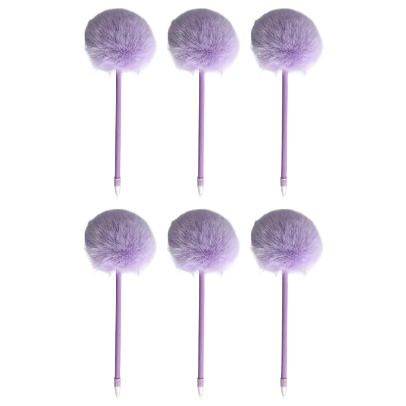 6 Stück pelziger Pom-Kugelschreiber für Kinder, Jungen, Mädchen, Studenten, Spiel, Belohnung, Weihnachtsstrumpffüller, 0,7 mm, glatt zum Schreiben – Detail 7
