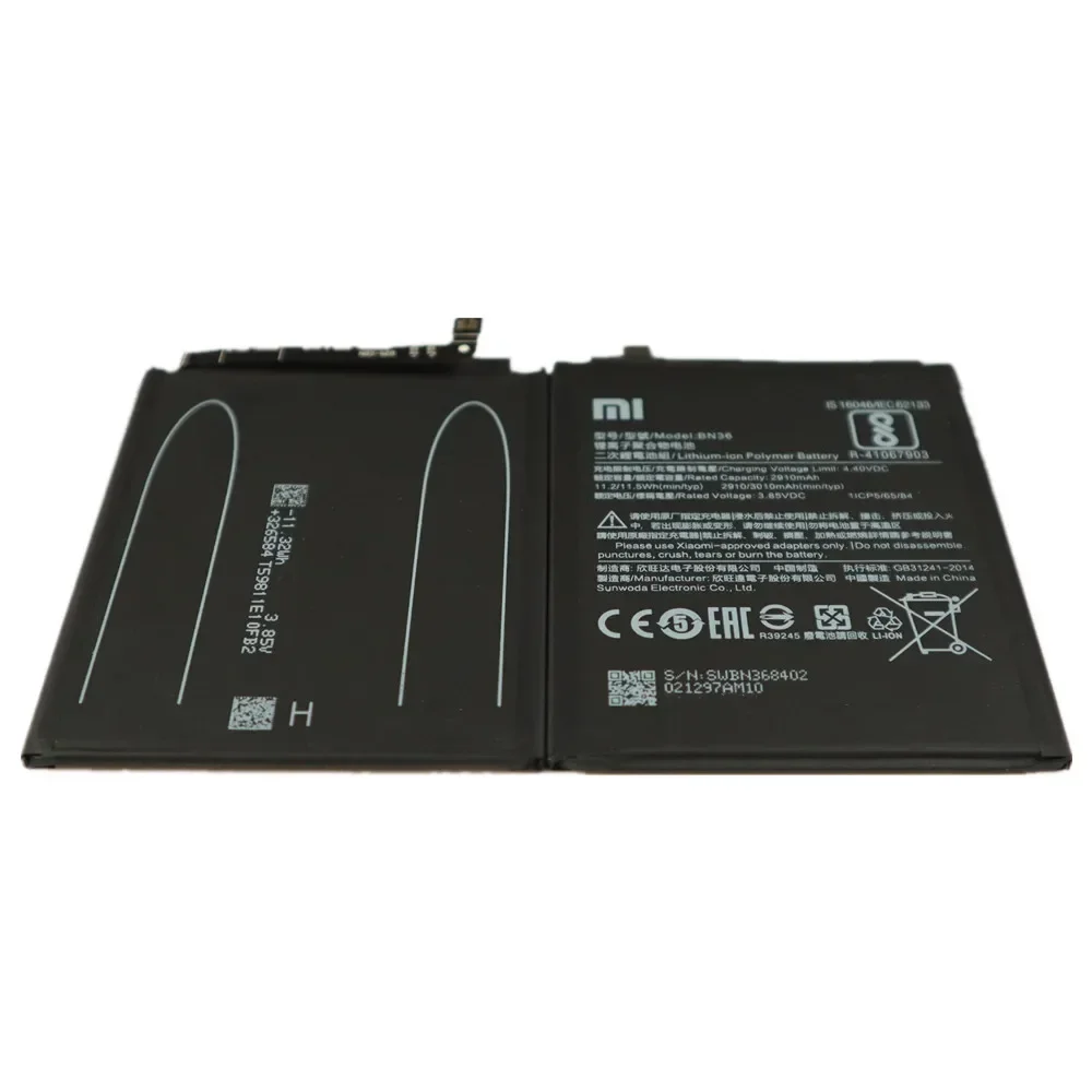 2025 Years BN36 Original Battery For Xiaomi Mi 6X A2 Mi6X MiA2