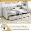 Wood Twin Daybed Frame with 2 Storage Drawers, Upholstered with Button and Nailhead Design for Bedroom Guest Room 3