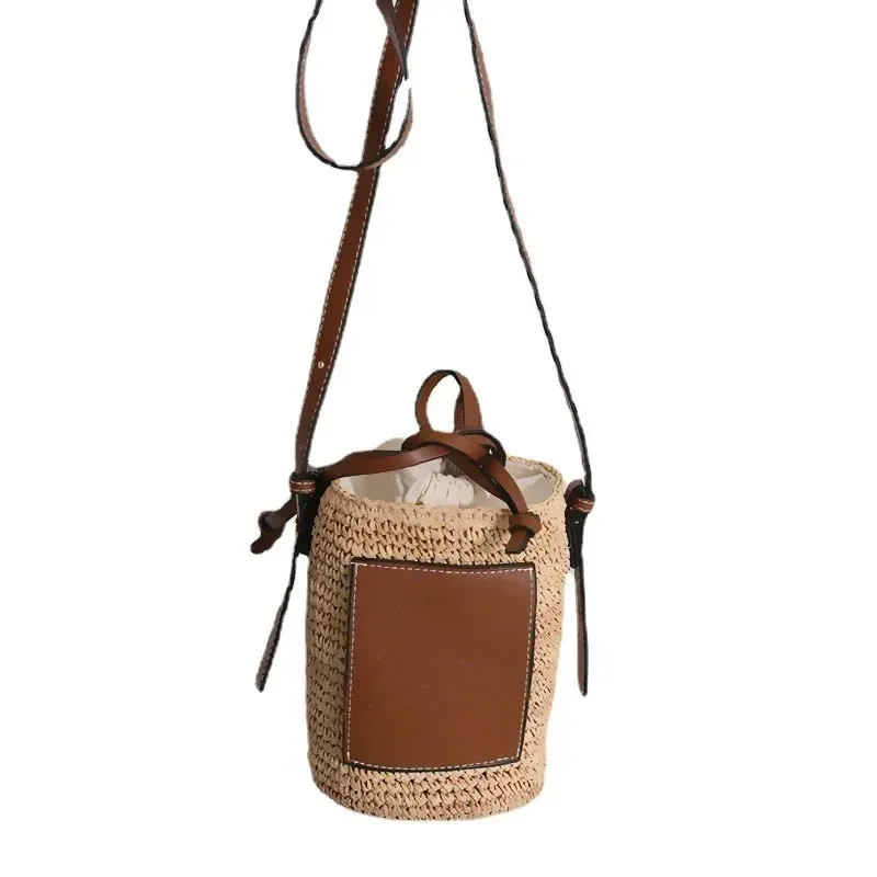 2025 New Raffia Straw Bucket Bag Woven Crossbody Bag for Beach Vacation Versatile Summer Bag Fashionable Country Style - Image 6