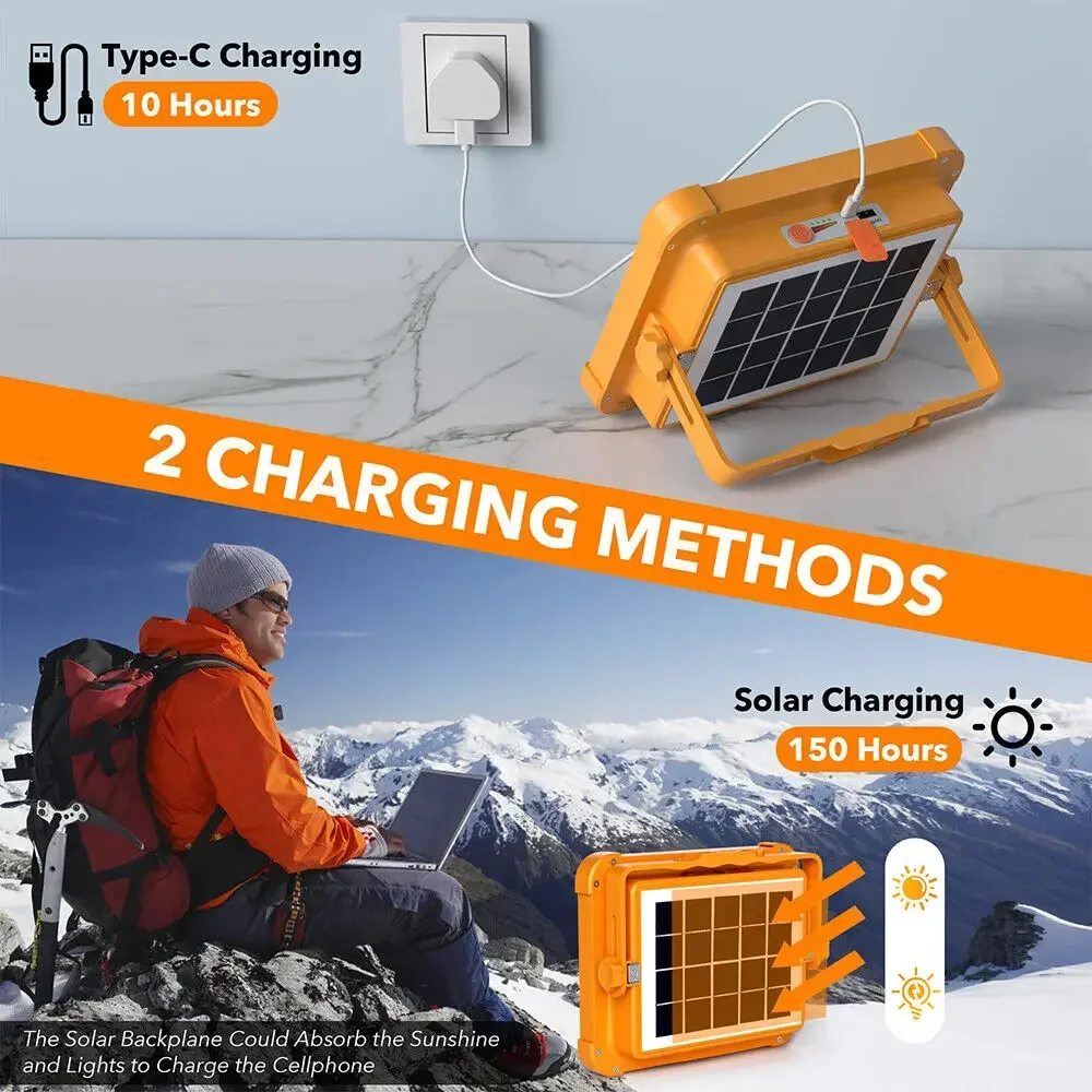 Solar Flood Light Rechargeable High Power Outdoor Portable LED Reflector Spotlight Projector