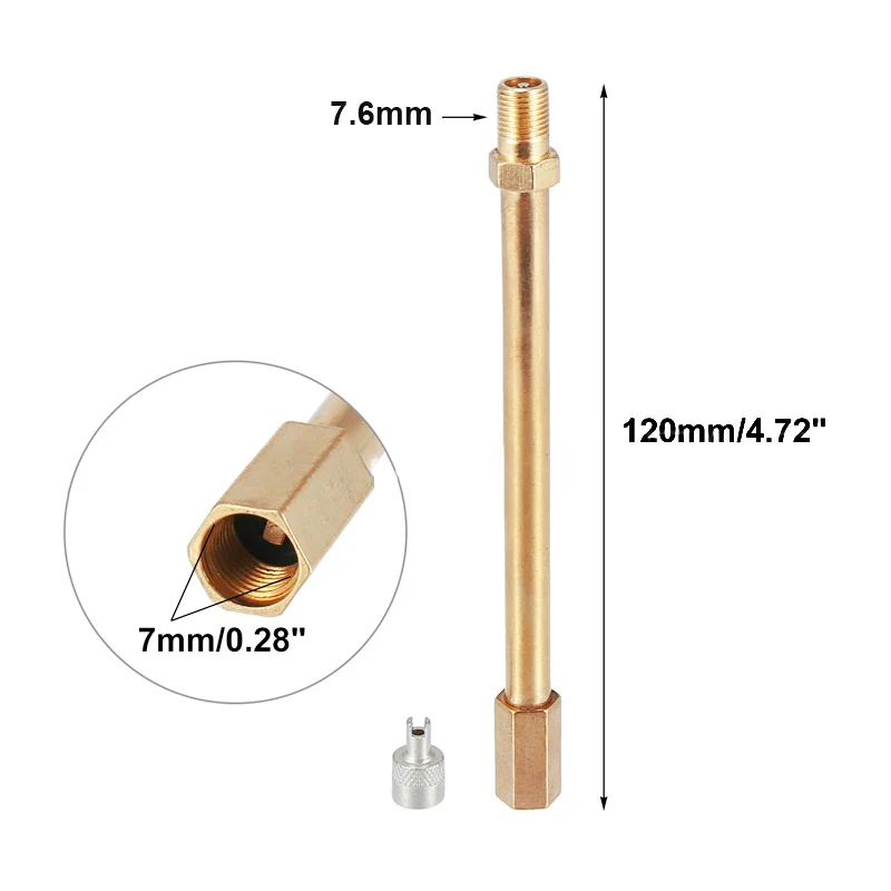 1Pc Car Auto Truck Brass Wheel Tire Valve Cap Tyre Stem Extension Pole Extender Steamboat Inflation Valve Stems Auto Accessory