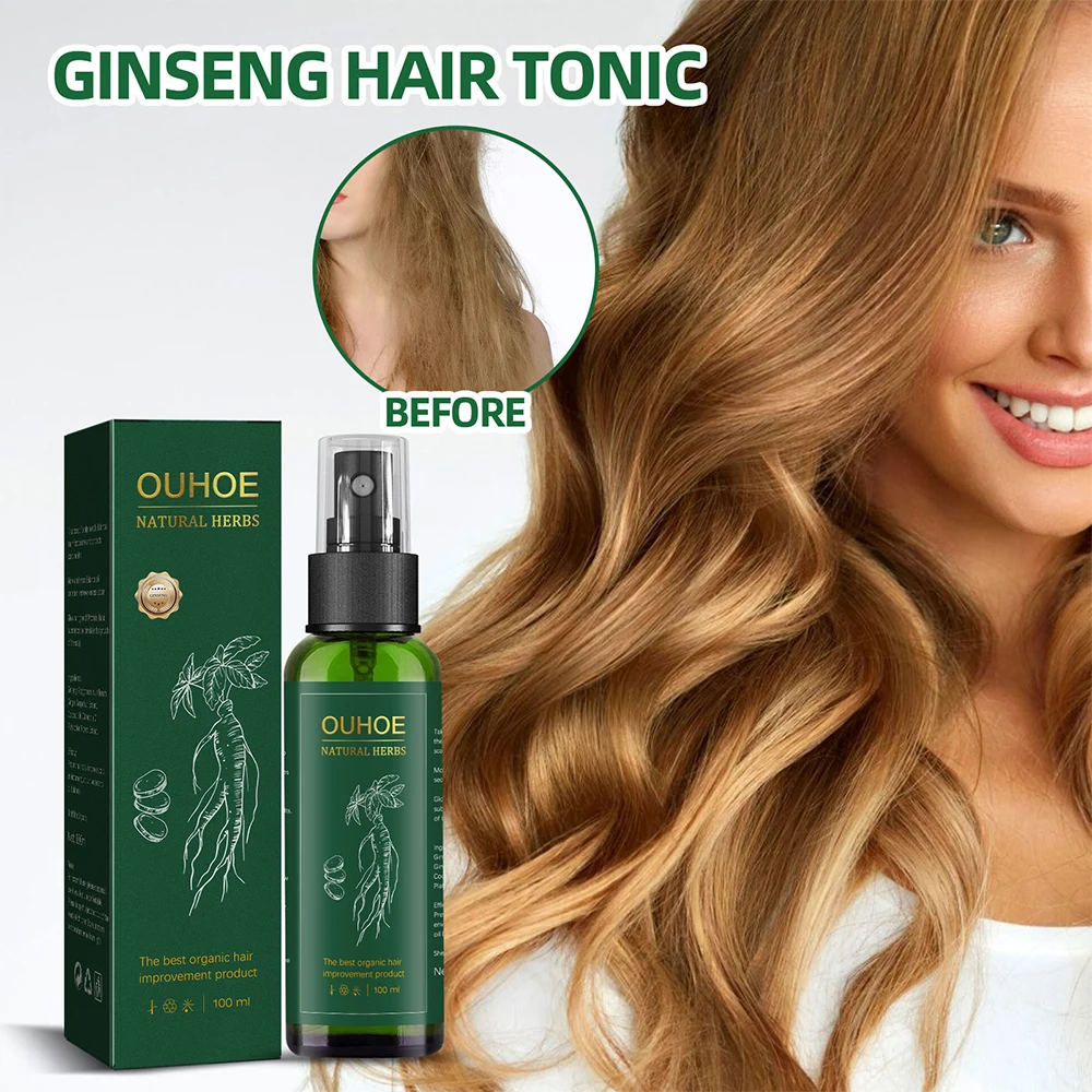 100ml Ginseng hair growth serum for men women nourishes scalp strengthen root repair damaged hair herbal regrowth spray hair growth serum hair growth spray