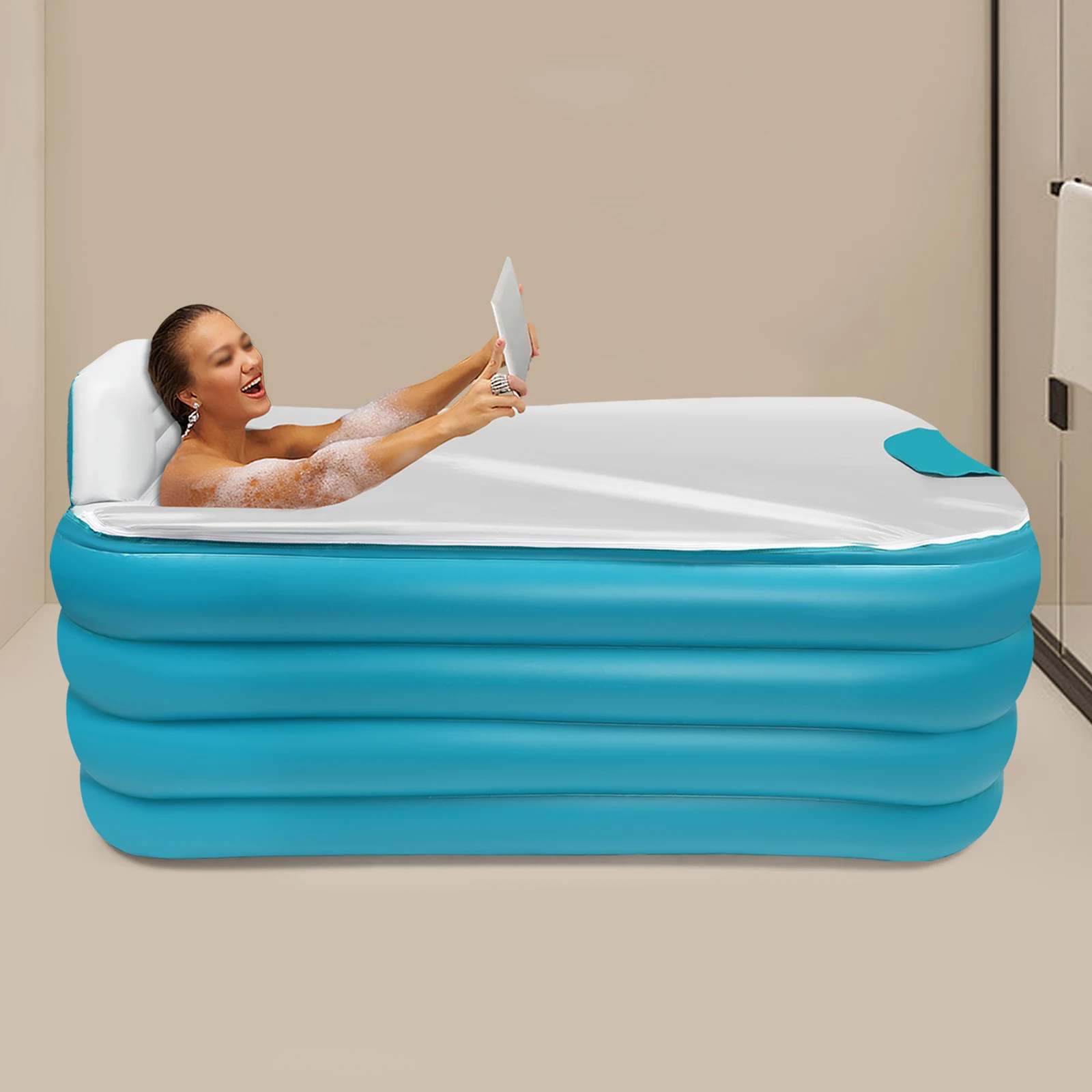 Inflatable Adult Bath Tub Free-Standing Blow Up Bathtub with Foldable Portable Feature for Adult Spa with Electric Air Pump, inflatable bathtub