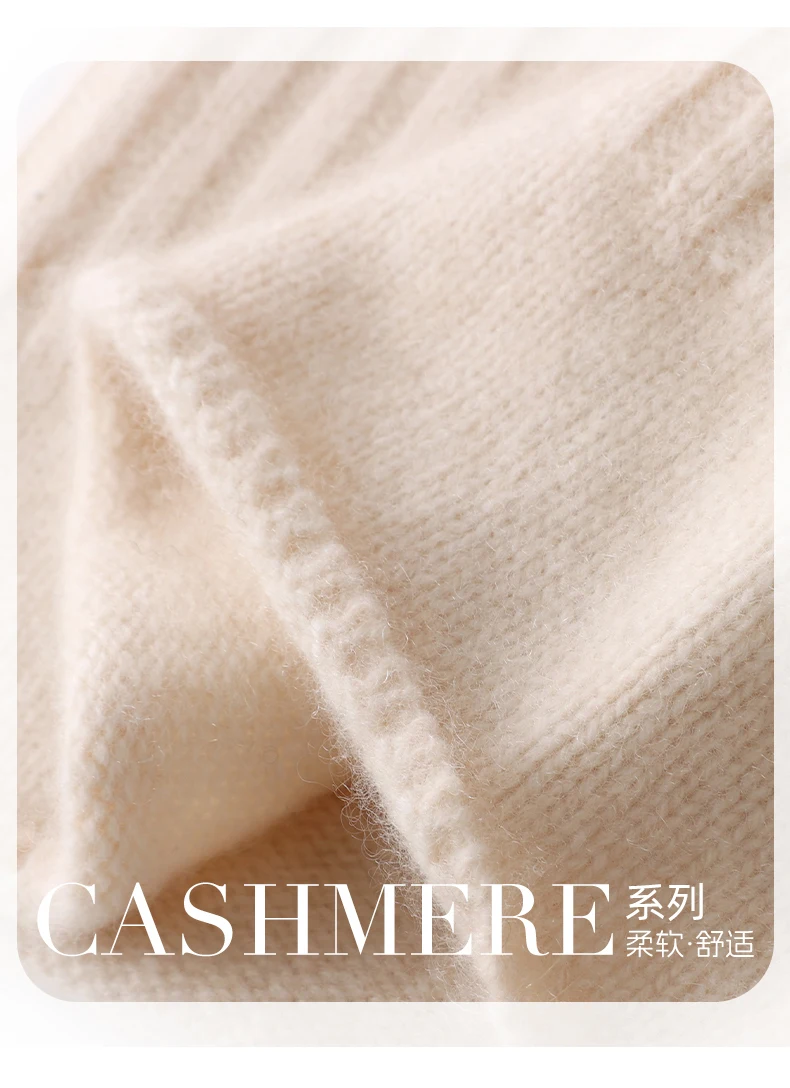 Mütze aus 100 % Kaschmir, Unisex, Winter, gestrickt, gerippt, verdickt, kalte Mütze, Gehörschutz, Wollmütze, warmer Kopfwickel, Strickmütze – Detail 12