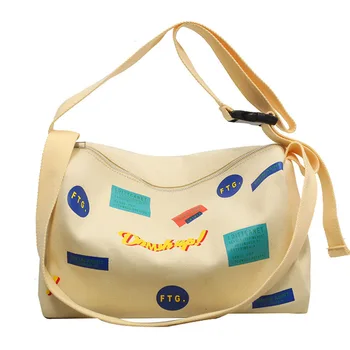 أعلى جودة سميكة قماش المرأة حقيبة موضة طباعة وسادة سعة كبيرة حقيبة كتف مفردة واسعة حزام واحد عبر الجسم أكياس