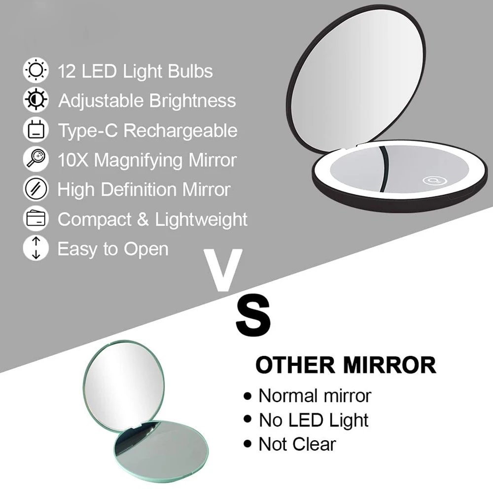 Mini Folding LED Makeup Mirror – Compact & Portable Beauty Essential 5