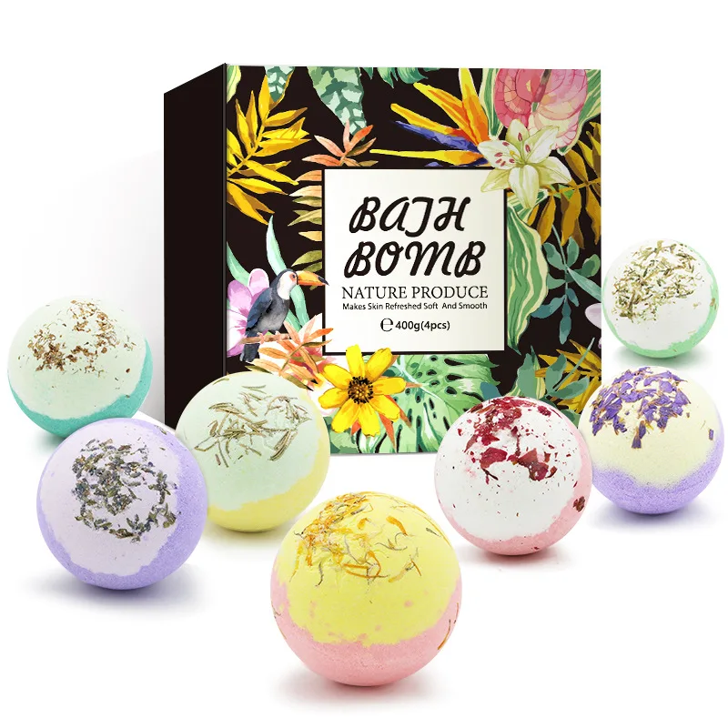 

Bath Balls High-end Gift Boxrose Bath Salt Essential Oil Bath Ball Set Box Multi-bubble Bath Salt Balls Dried Flowers Net Red