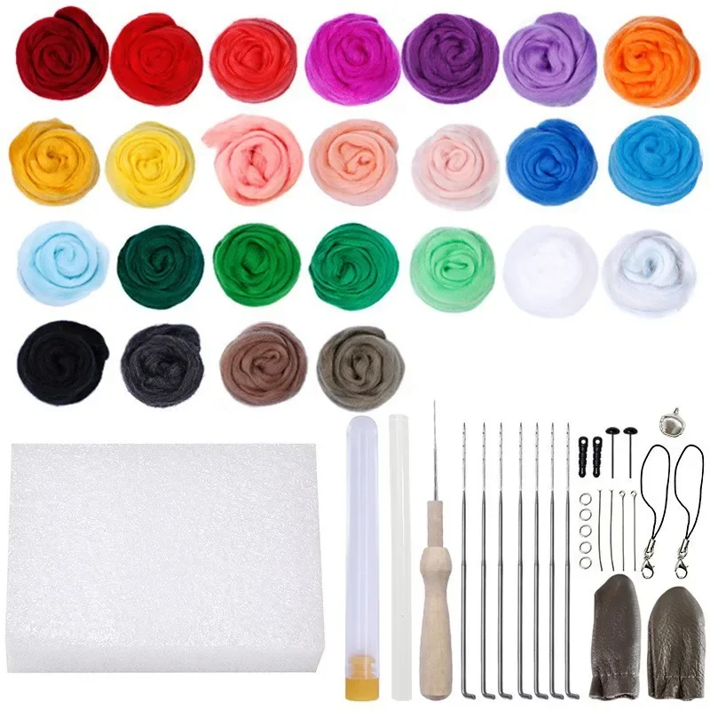 Wool Felting Kit Needle Felt Kit Needle Felting Wool Wool Felt Accessories Needle Felting Kit Wool Roving DIY Craft Wool Fibre Needle Felting Starter Handcraft Kit Fabric Materials Accessories