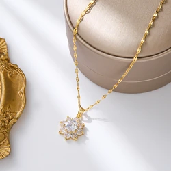 Elegant Zircon Crystal Stainless Steel Necklace for Women - Fashionable Luxury Clavicle Jewelry (6025)