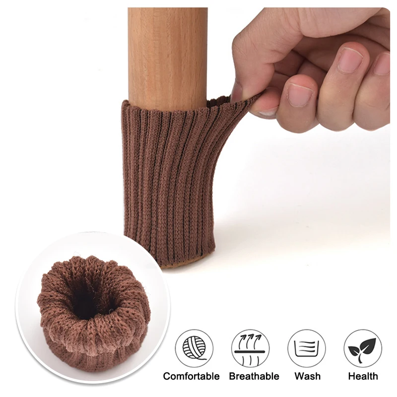 4/16PCS Knitted Chair Cover Furniture Foot Protective Covers Table Chair Non-slip Furniture Protector For Home Decor