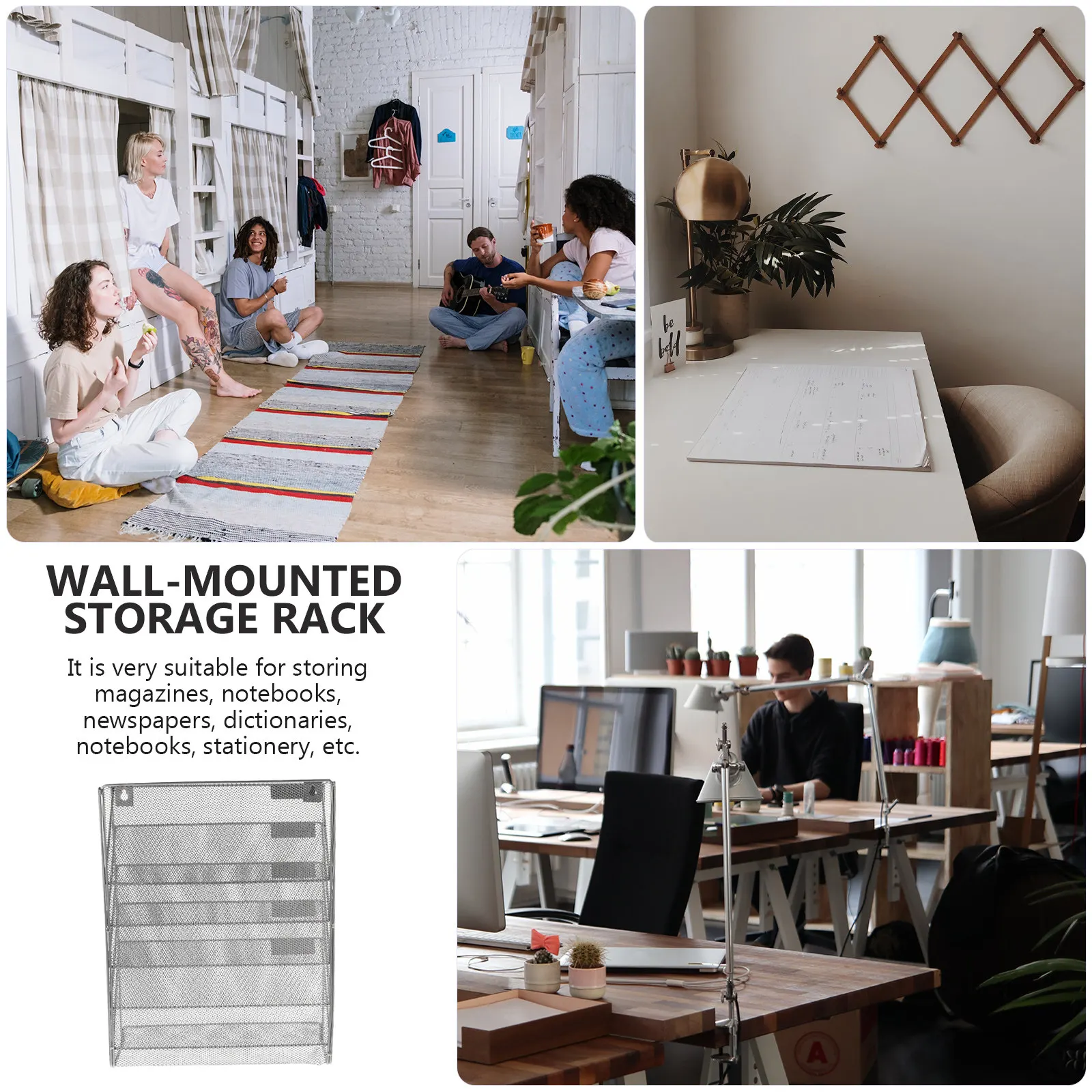 1Pcs 벽 파일 랙 매끄러운 표면 벽걸이 형 다층 사무실 파일 주최자 문서 보관 랙 벽걸이 주최자