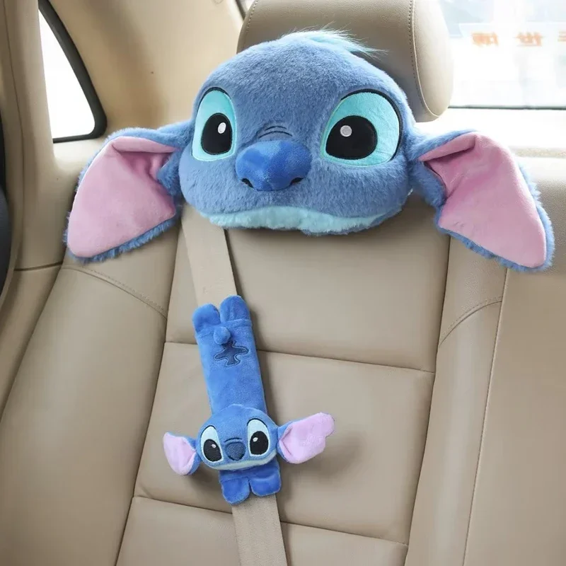 thumbnail image 4 of Almohada para reposacabezas de coche con dibujos animados de Disney Stitch, funda universal para cinturón de seguridad lumbar, accesorios para el interior del coche, regalos de Navidad, 4 of 5