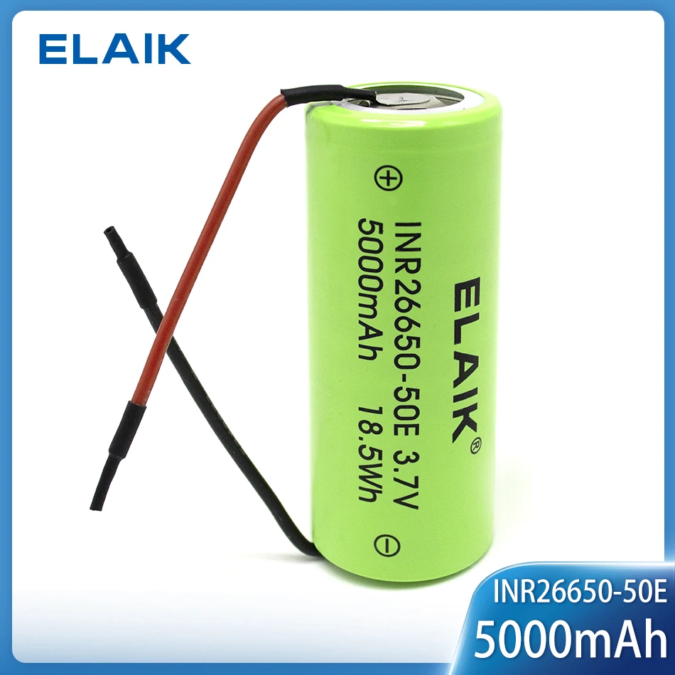 

ELAIK INR26650 5000mAh 3.7V lithium battery with low internal resistance and wide application range 50E - Wiring
