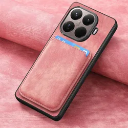 Magnetic Detachable Leather Wallet Case with Card Pocket - xiaomi 17T Pro (Pink)