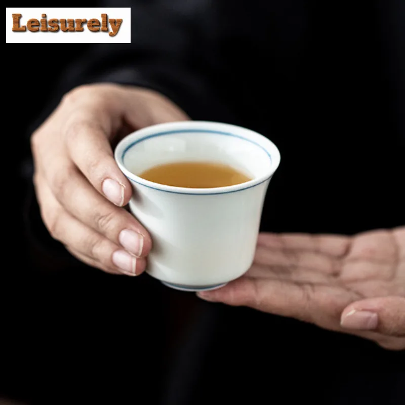 90ml Hand-painted Double Line Horse Hoof Teacup Boutique Tea Bowl Cup for Tea Tea-tasting Personal Cup Chazhan Master Cups Cha