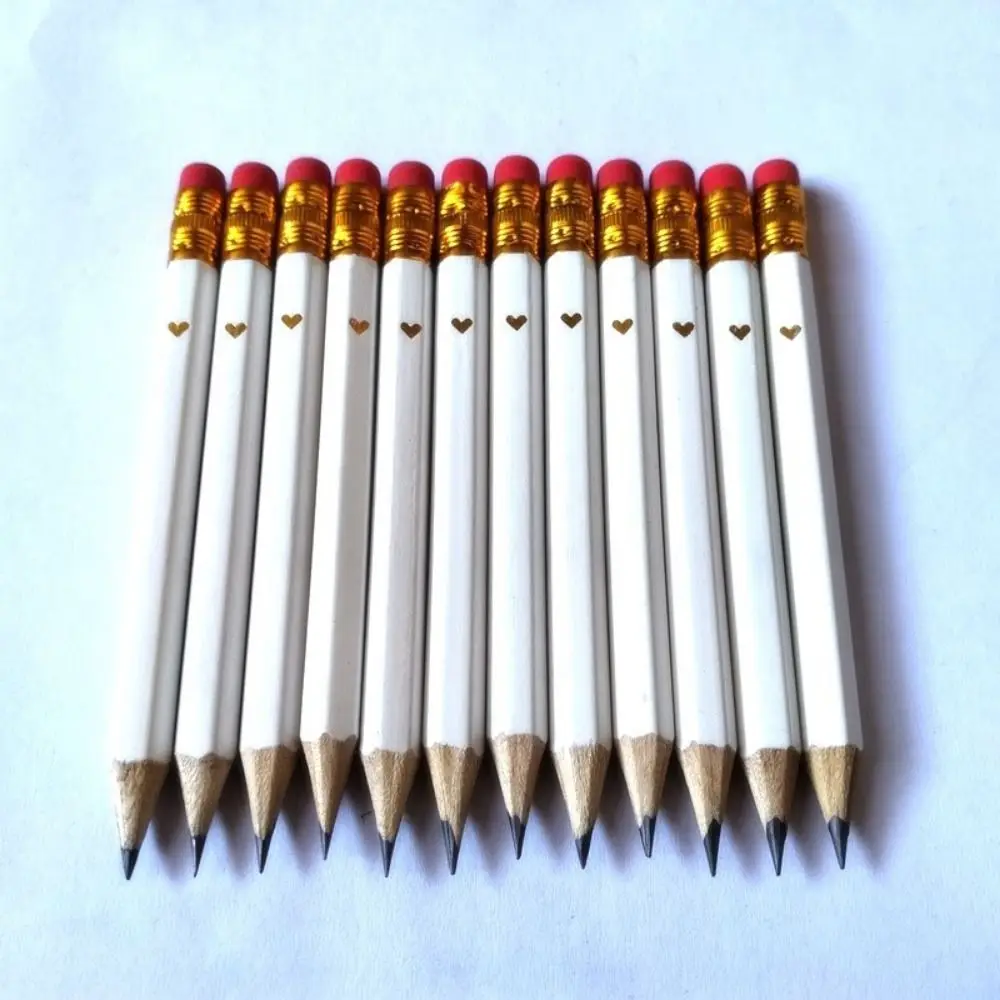 200Pcs 미니 신부 샤워 연필 지우개로 미리 날카롭게 만든 하트 연필 휴대용 포켓 사이즈 하프 연필 신부 샤워 게임
