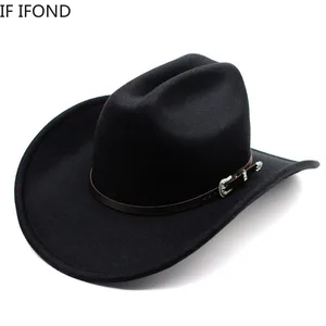 Новая Винтажная ковбойская шляпа в западном стиле для мужчин, женщин, джентльменов, джаз, Cowgirl с кожаными широкими полями, колокольчик, шляпы для церкви, Sombrero Hombre
