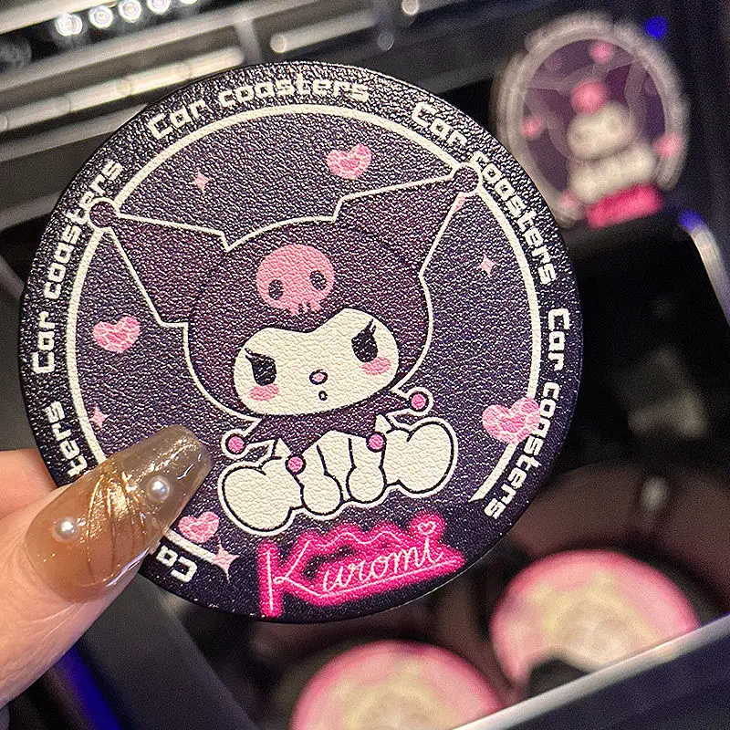 

2Pcs Cute Sanrioed Kuromi Pochacco Car Water Coaster General Door Slot Mat Car Anti-Slip Mat Car Accessories Decorative Supplies