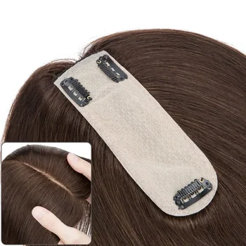 Hair Toppers for Women Real Human Hair Scalp Line Hair Toppers Hair Pieces for Thinning Hair 2''x6''Silk Base Topper Add Volume