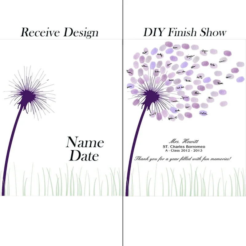 Wedding Guest Book Fingerprint Tree Wall Art Painting Picture Communion Baby Shower Party Gifts For Guests Canvas Poster