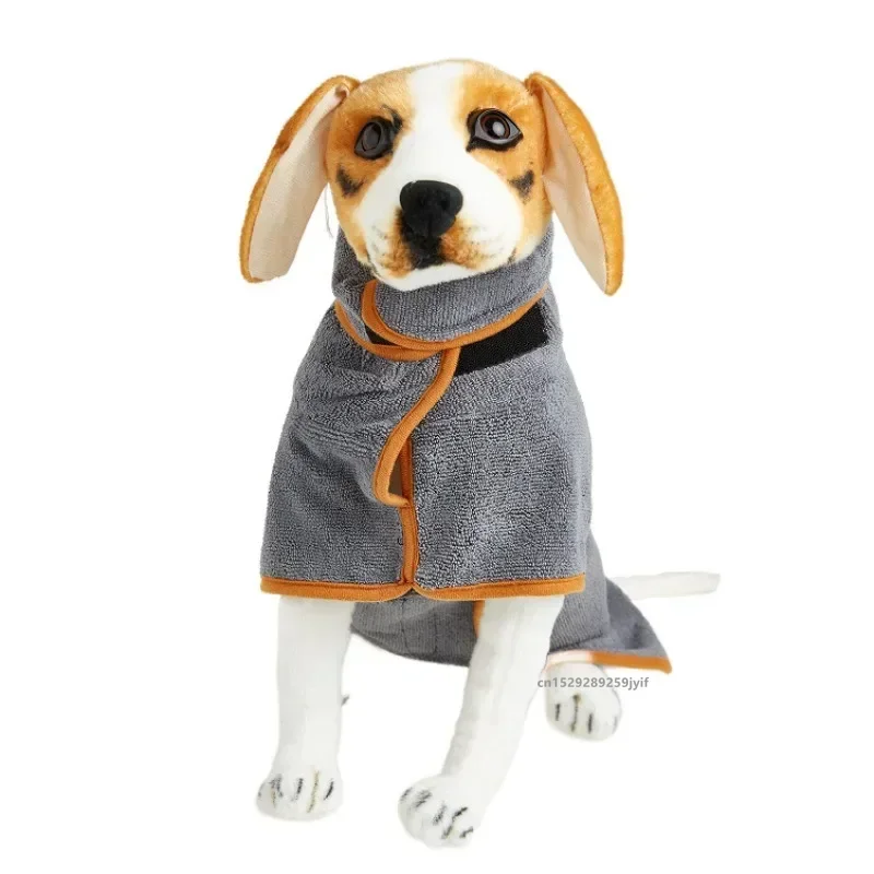 Pet Bathrobe Fast Drying Towel Microfiber Absorbent Soft Bath Robe Adjustable Towel Grooming Coat For Small Medium Large Dog pet towel