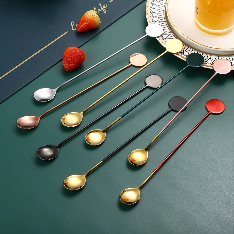 21cm Stainless Steel Stir Bar Spoon Mixing Ounces Cocktail Drink Stirrers Long Handle Coffee Ice Spoon Bartender Bar Accessories