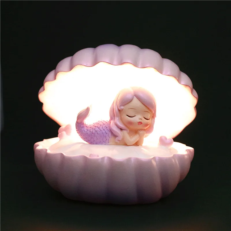 

Pearlescent Shell Mermaid Star Light Night Light Resin Ornament Crafts
