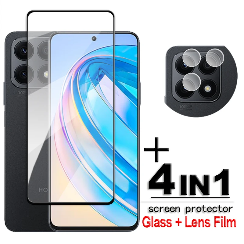 

For Honor X8A Glass For Honor X8A 4G Tempered Glass 2.5D Full Cover Glue HD Screen Protector For Honor X8A Lens Film 6.7 inch