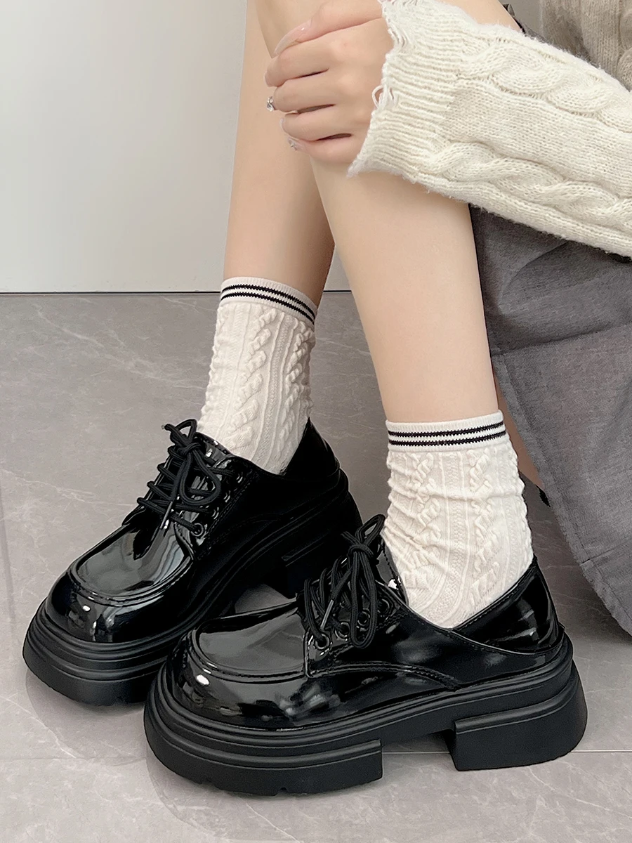 

Повседневные женские туфли с круглым носком, Осенние лоферы с мехом, Женская обувь в британском стиле, сабо, оксфорды на платформе, осенние туфли без шнуровки