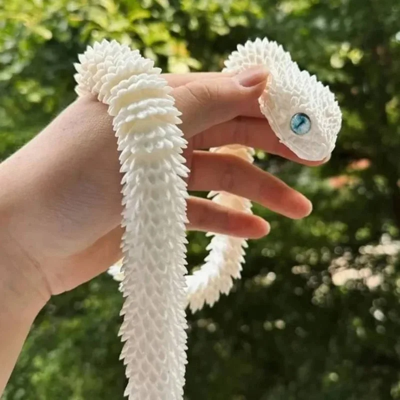2026 New 3D Printed Realistic Statue Movable Joint Fidget Toys Simulation Snake Year Desk Ornament Animal Model Gift_voghion.com