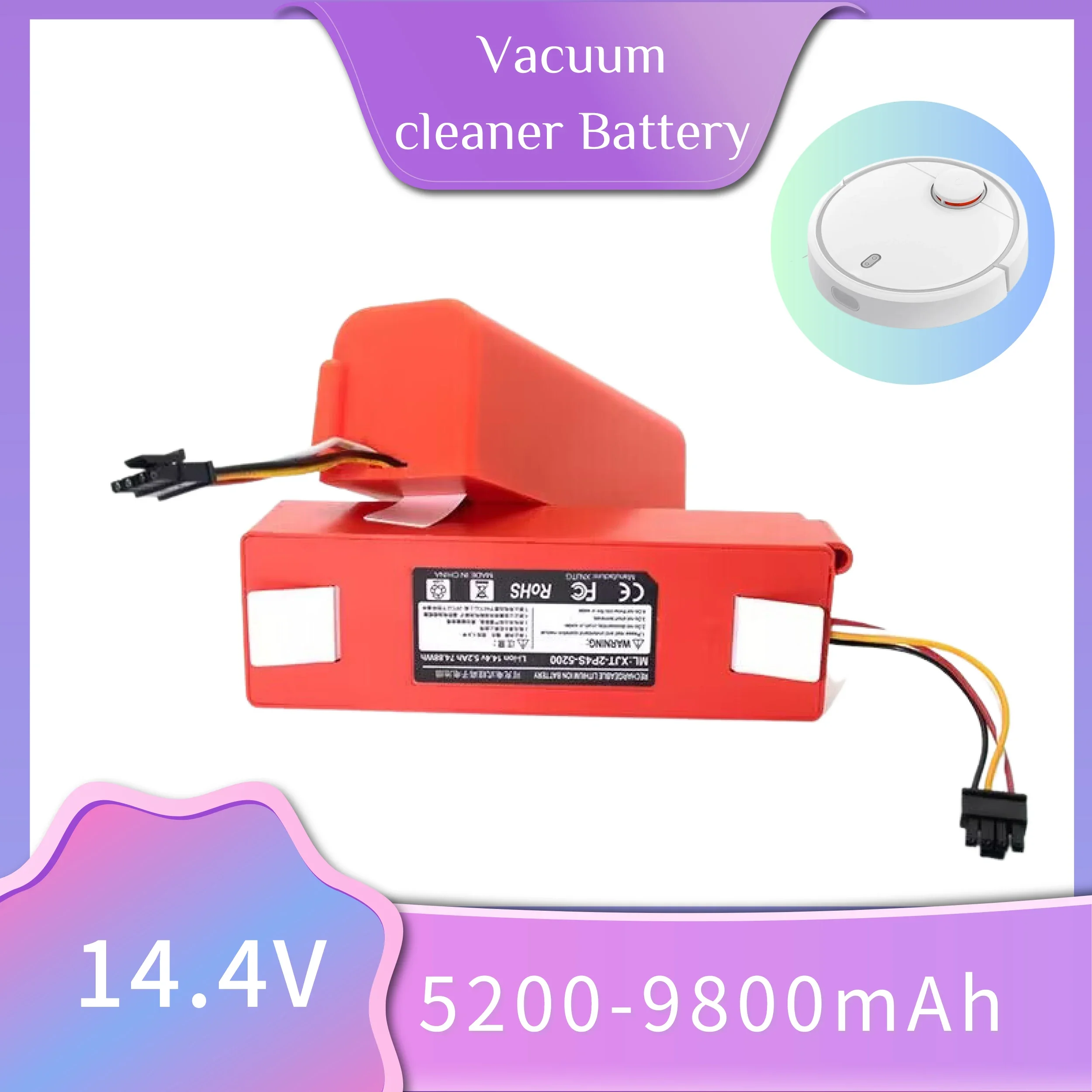 

High-Capacity robot vacuum cleaner Replacement Rechargeable Battery, 18650 ,for Robolock S50 S51 S55 Robot Vacuum Cleaner