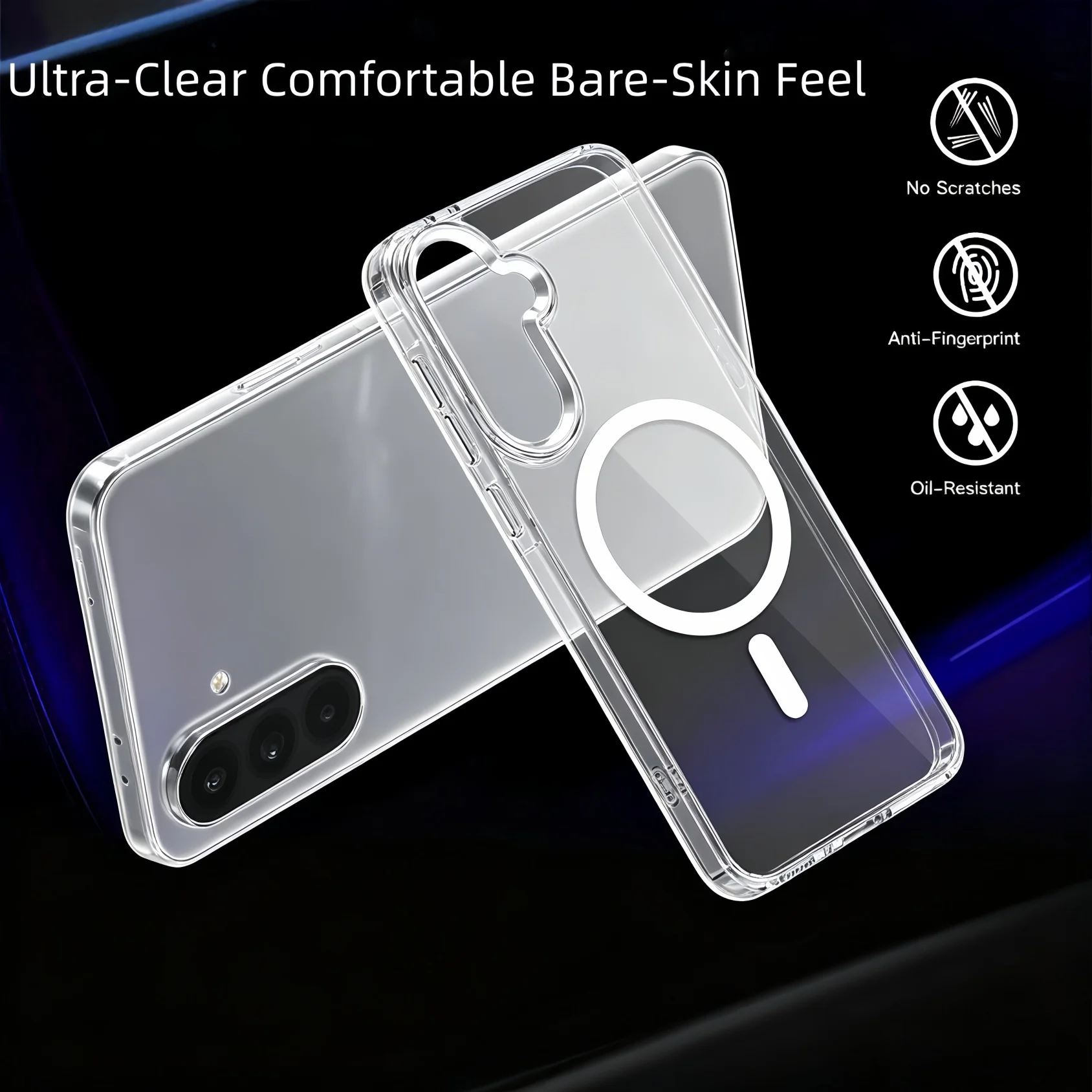 Clear Transparent TPU Phone Case with Magnetic Shockproof Protection