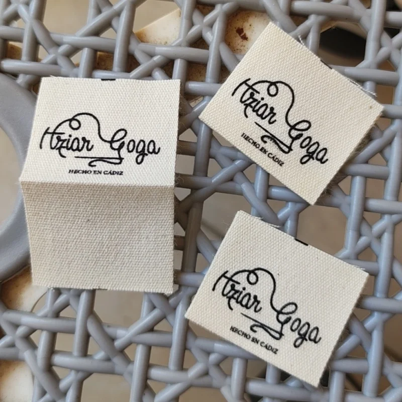 Labelsloop Tack 2000PCS Custom Print Cotton label 5 * 3 cm Loop fold natural white Main ...