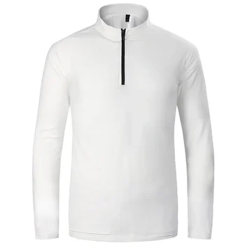 Camisetas de entrenamiento para maratón y running para hombre y mujer de manga larga con media cremallera Ropa de gimnasio P62 1