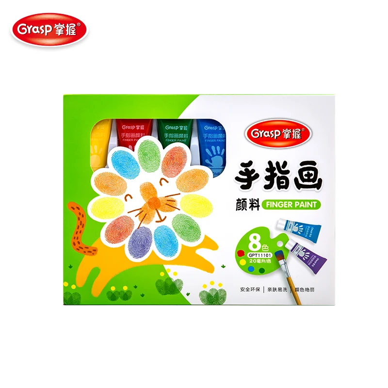 סט צבעי אצבע מים ב-8 צבעים, בטוח ולא רעיל, ניתן לשטוף, מתאים לתלמידים, ציוד אמנות DIY