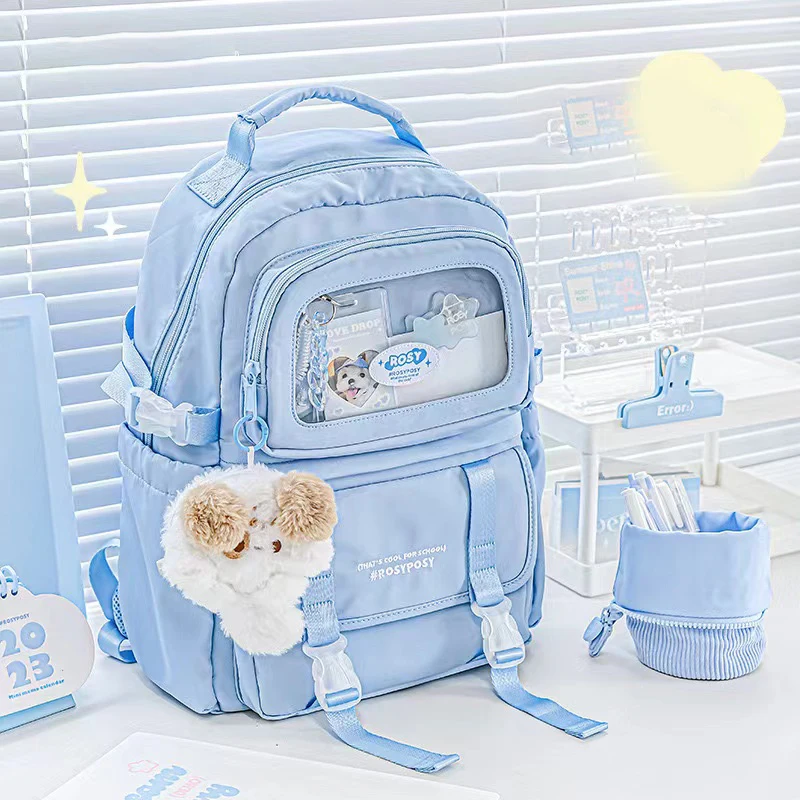 Cute Blue Backpacks Light Blue Aesthetic Backpacks For Middle