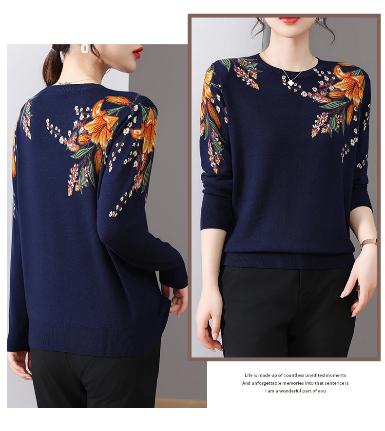 S4f6f02d623b74d0189ccae5563979ae87 Printing Women's Sweaters Spring Autumn Korean Fashion Pullovers Long Sleeve Top Blusas Femme Soft O Neck Knitted Slim Sweater Mallzona