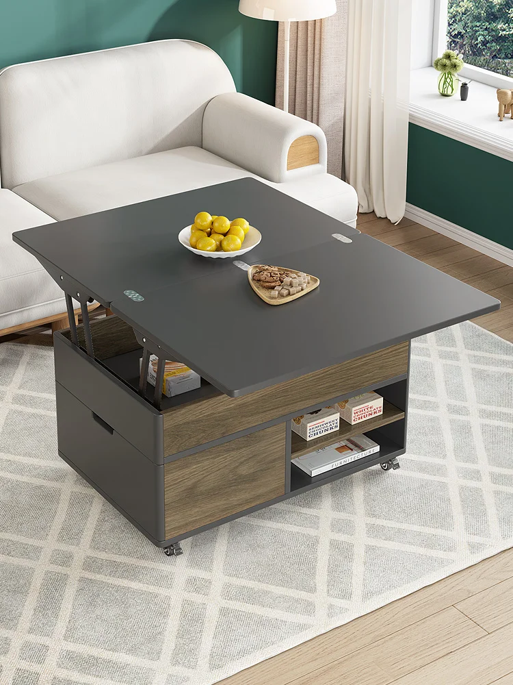 

Multifunctional lifting coffee table, dining table, living room furniture, small unit folding rice table