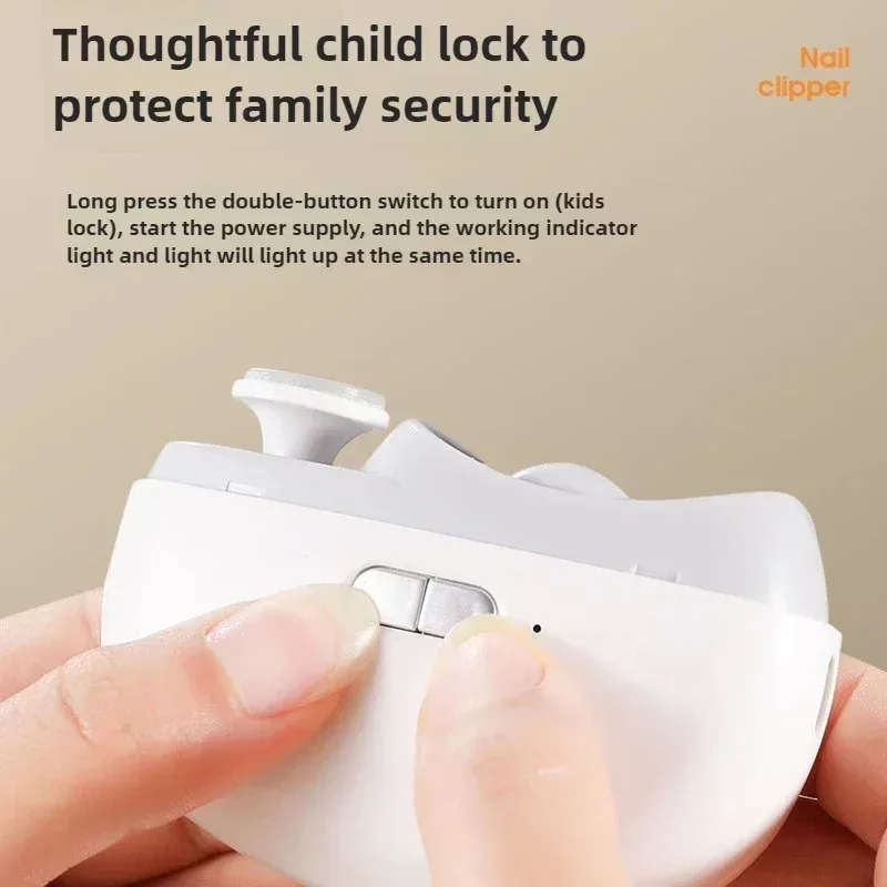 Electric Nail Clipper Grinding and Polishing with Light Automatic Nail Trimmer Rechargeable Nail Cutter Manicure for Baby Adult