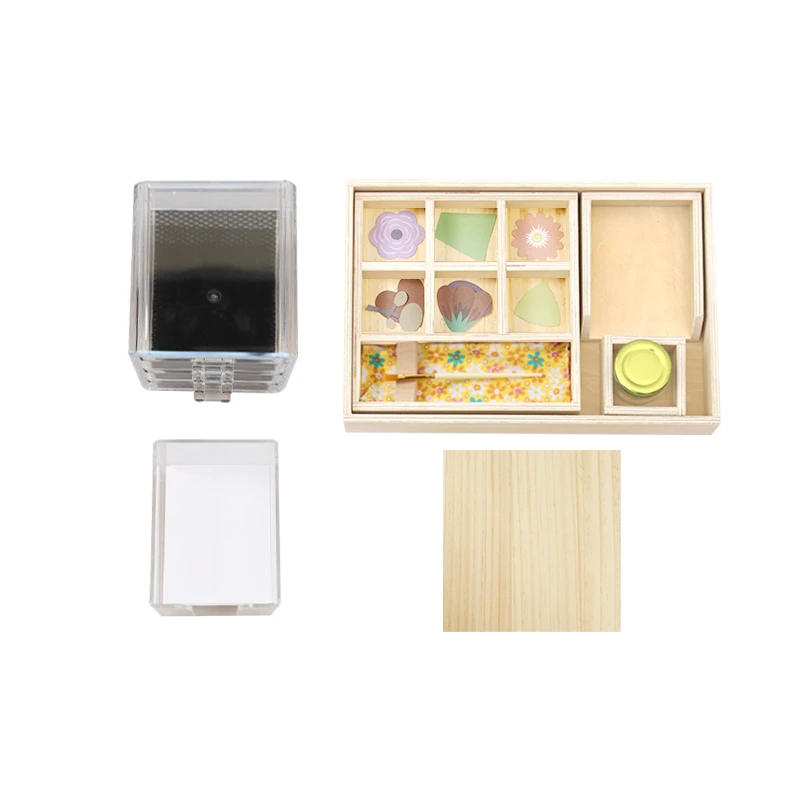 Montessori Practical Life Materials Wooden Glue And Paste Box Handcraft Toy For Kids Handeye