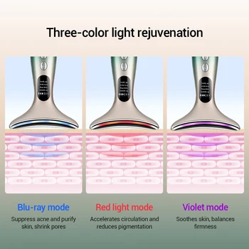 Neck Face Beauty Device 3 Colors LED Photon Therapy Skin Tighten Reduce Double Chin Anti Wrinkle Remove Skin Care Tools 5