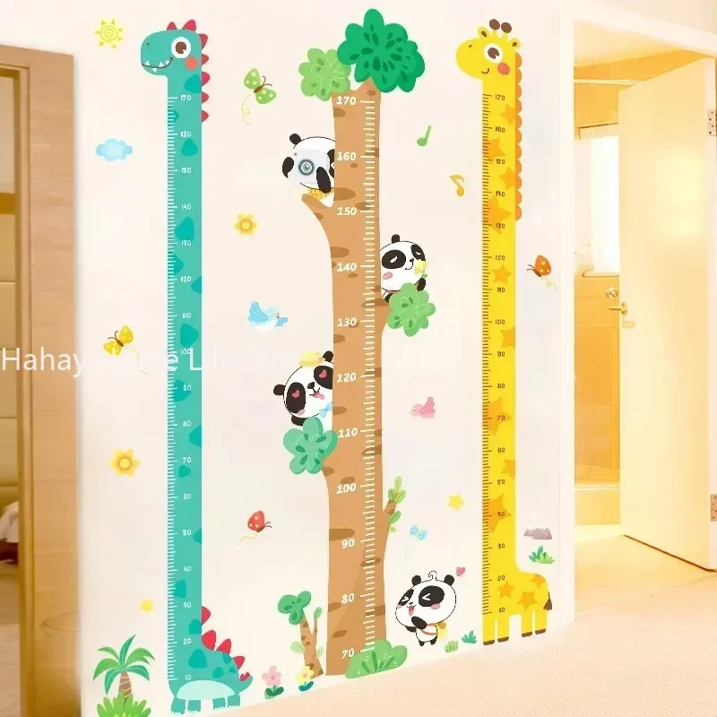 Wall Stickers 180cm Cartoon Animal Height Measure For Kids Room