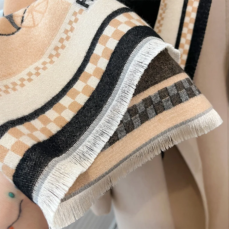 Luxury Brand Winter Cashmere Jacquard Scarf Women Female Warm Pashmina The Horse Shawls Wrap Scarves Blanket Thick Ladies Design