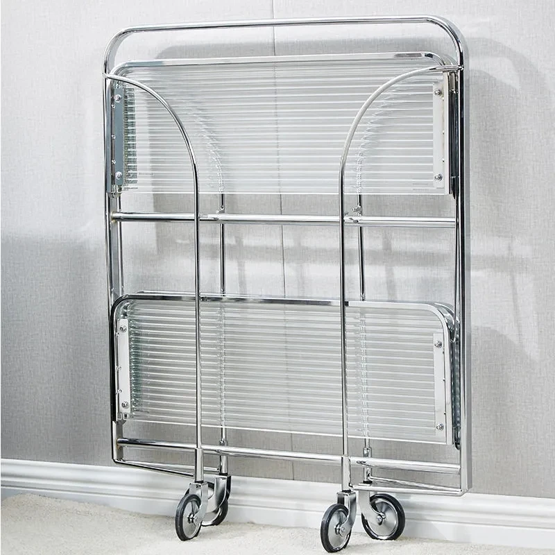 Luxury Kitchen Trolley Glass Shelving Movable Nordic Furniture Multi-layer Shelf Torage Rack Edside Cabinet Stainless Steel