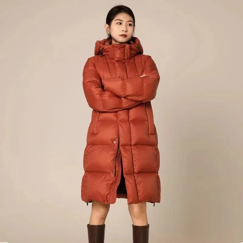 

High quality 95 White Goose Down Hooded Coat Women's Clothing 2023 Winter New Thicken Parka Windproof Female Long Down Overcoat