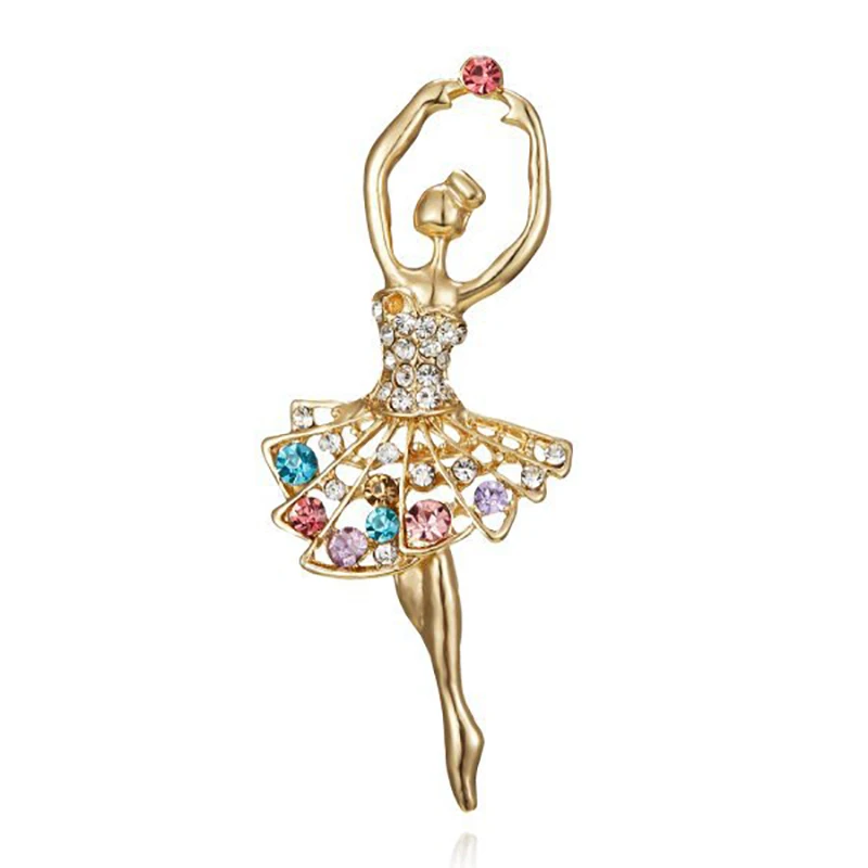 Fashion Ballerina Ballet Dancing Girl Corpetto Strass Intarsiato Carino Angolo Spilla Abbigliamento Donna Borsa Decor Pins Jewelry
