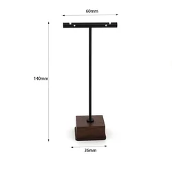 Elegant Copper and Wood Jewelry Display Stand for Necklaces and Earrings (T (large black))