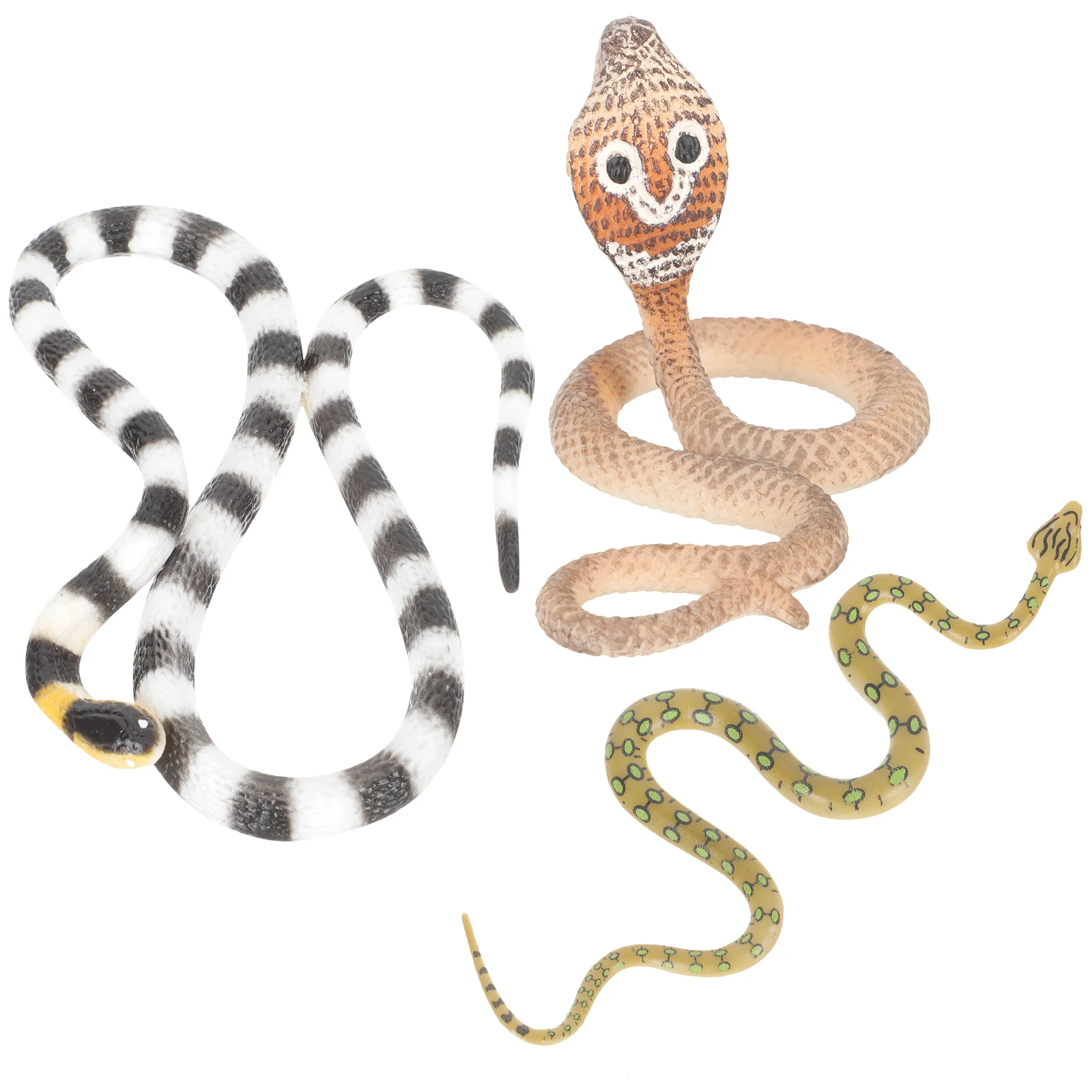 Imitação PVC Snake Ornamento para Crianças, Estatueta de Plástico Animal, Brinquedos para Crianças, Decoração de Festa, 3 Pcs